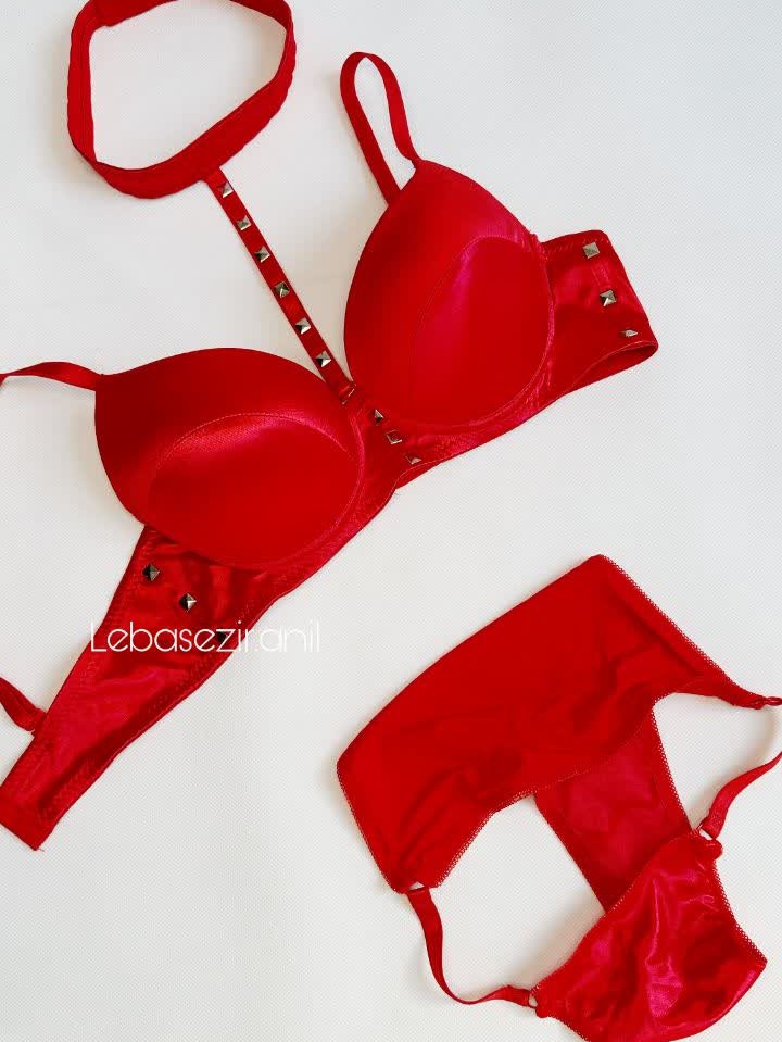 Spring-neck bra and panties set ست شورت و سوتین فنردار گردنی