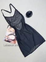 لباس خواب حریر شیشه ای مشکی مانکنی
